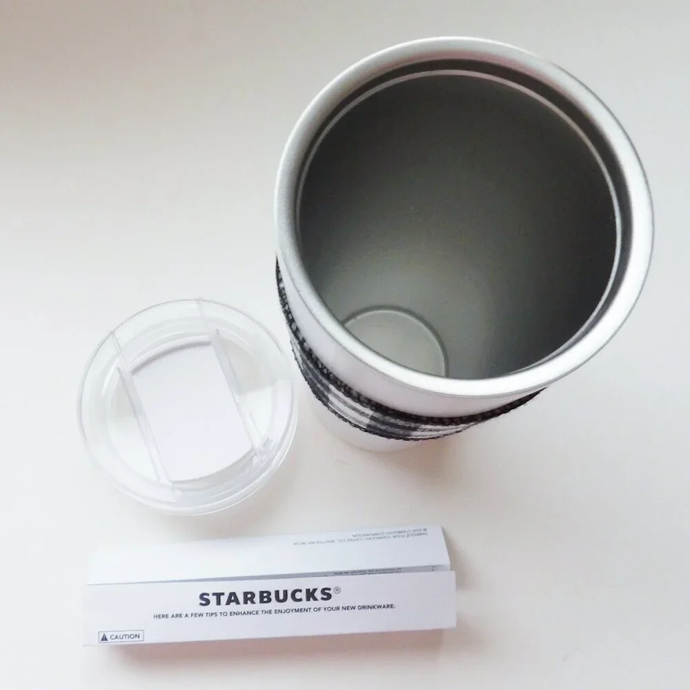 Starbucks White Pearlized Stainless Steel Travel Mug 16 oz. NEW w/ Bonus Wrapper - Picture 3 of 13